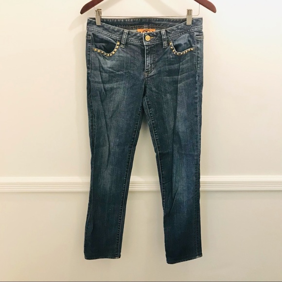 Tory Burch Denim - Tory Burch Studded Skinny Jeans 27 blue gold